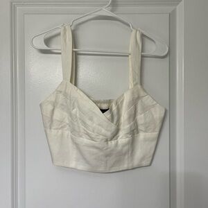 Banana Republic Linen Blend Cream Cropped Top